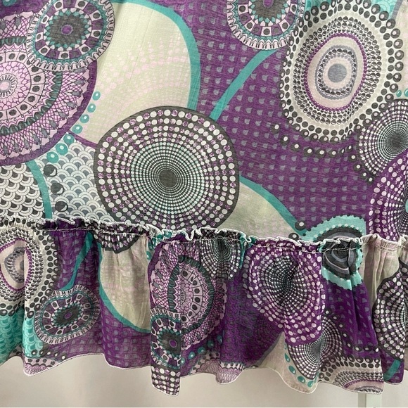 Dy Design Small Boho Ruffle Abstract Circle Flowy Summer Midi Dress Cottagecore - Picture 4 of 9